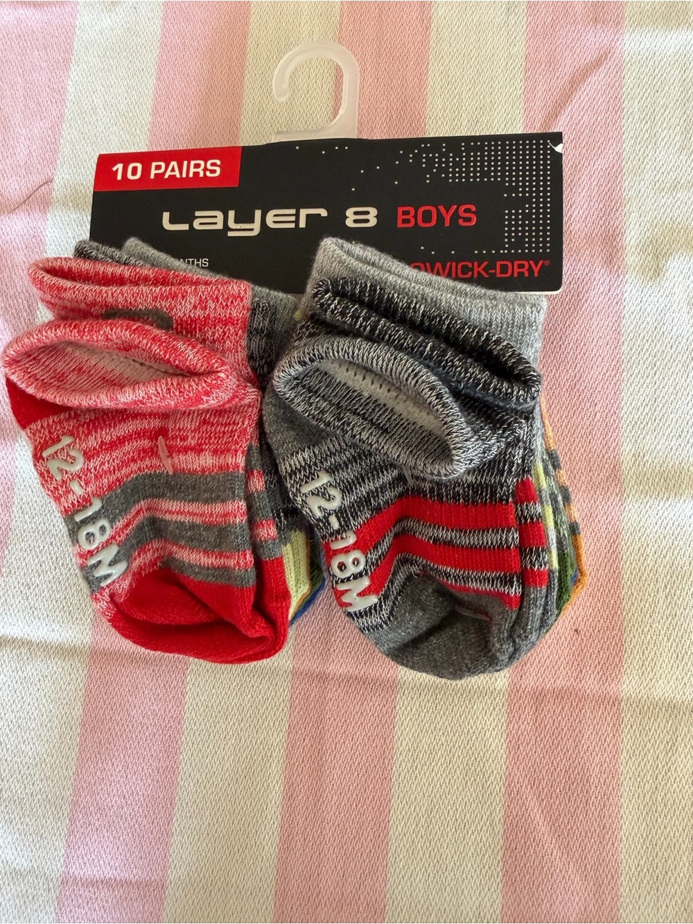 Layer 8 Boys Striped Athletic Ankle Socks - 10 Pack